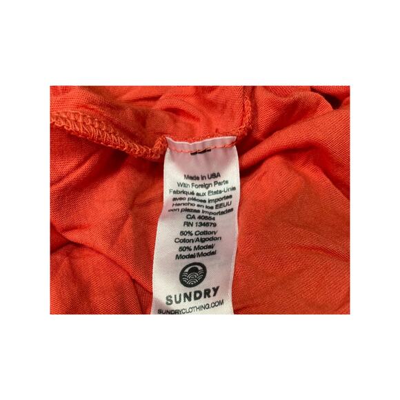 Sundry Womens Ruffle Shoulder Top Size X-LARGE Cherry Red NEW Long Sleeve Scoop - Picture 4 of 5